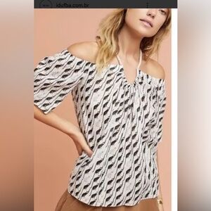 Bailey 44 by Anthropologie Black and White Patterned Blouse